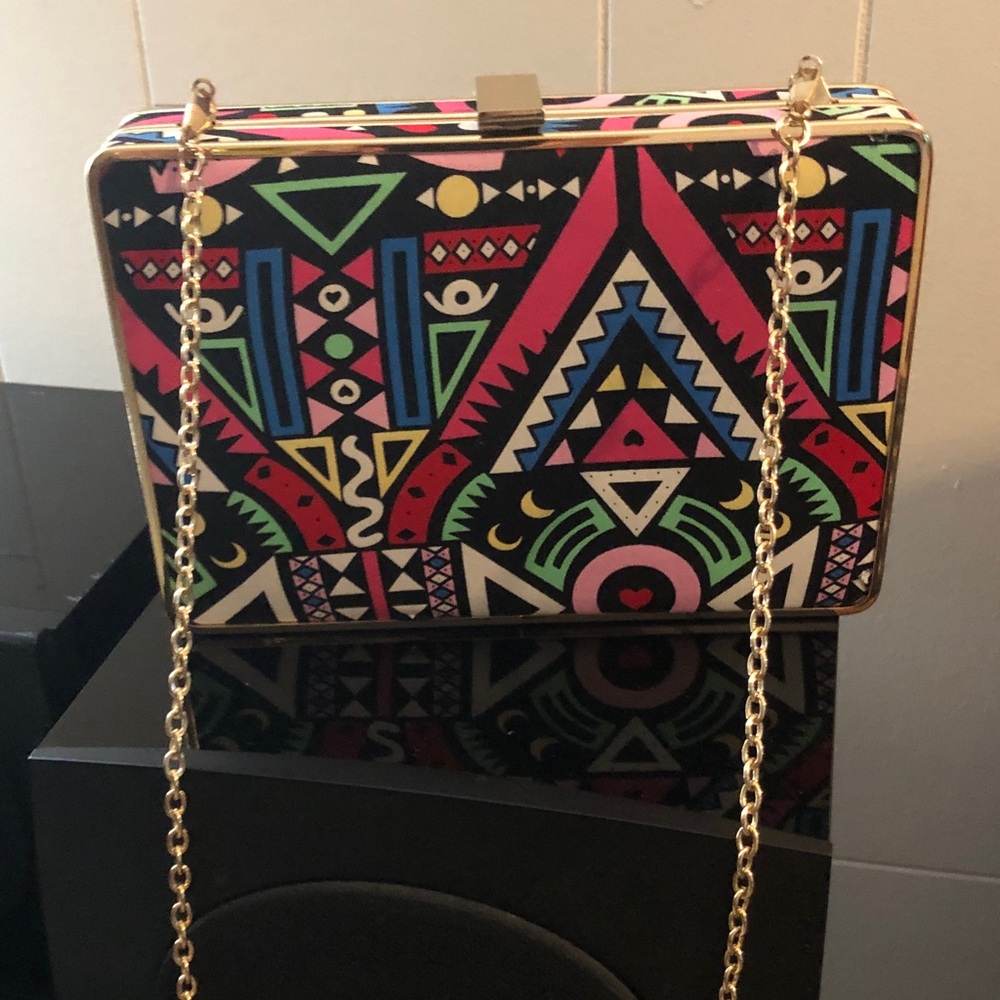 Geo African Clutch with Gold Chain